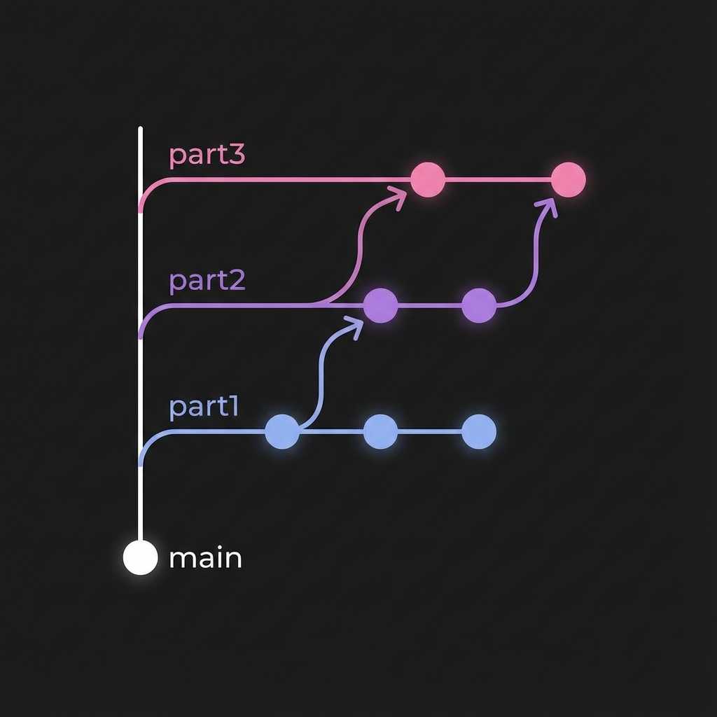 Diagram showing stacked branches workflow