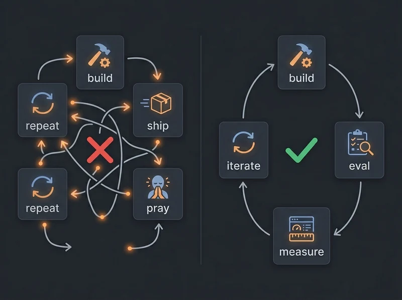 Build-ship-pray vs build-eval-measure-iterate
